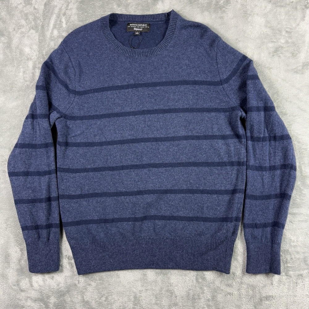 Banana Republic Sweater Mens Large Blue‎ Striped Italian Yarn Filpucci Pullover